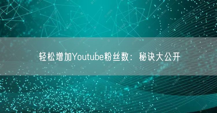 轻松增加Youtube粉丝数：秘诀大公开