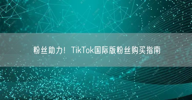 粉丝助力！TikTok国际版粉丝购买指南