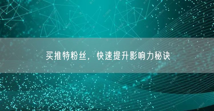 买推特粉丝，快速提升影响力秘诀