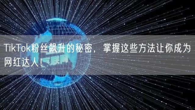 TikTok粉丝飙升的秘密，掌握这些方法让你成为网红达人！