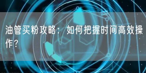 油管买粉攻略：如何把握时间高效操作？