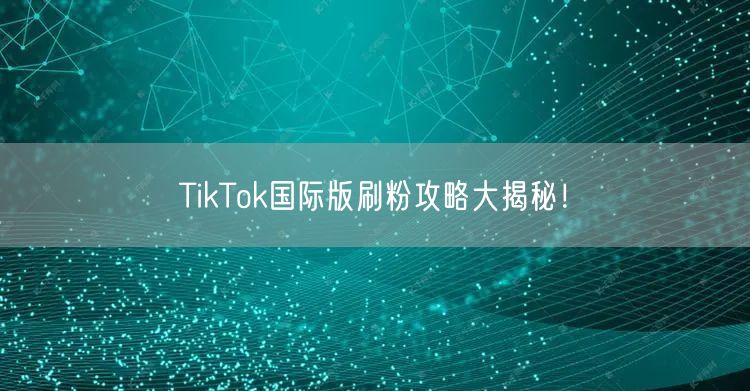 TikTok国际版刷粉攻略大揭秘！
