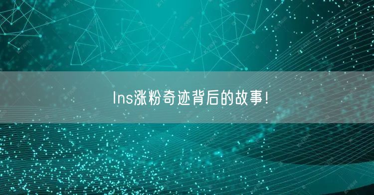 Ins涨粉奇迹背后的故事！