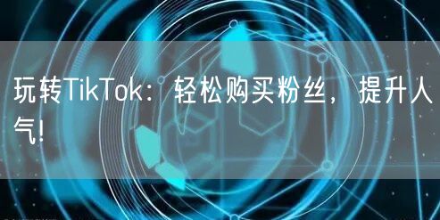 玩转TikTok：轻松购买粉丝，提升人气!