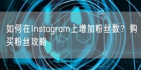 如何在Instagram上增加粉丝数？购买粉丝攻略