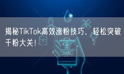 揭秘TikTok高效涨粉技巧，轻松突破千粉大关！