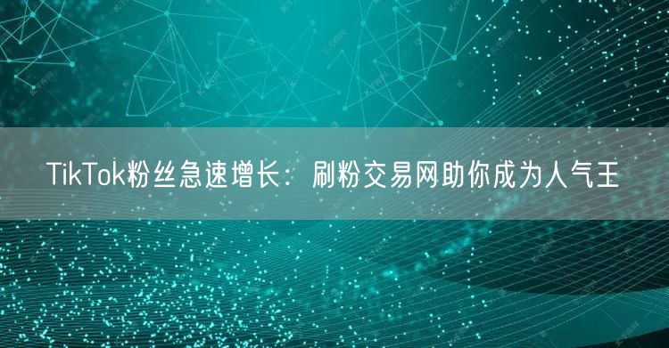TikTok粉丝急速增长：刷粉交易网助你成为人气王