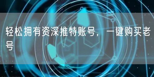 轻松拥有资深推特账号，一键购买老号