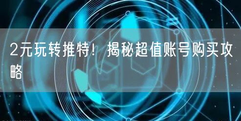 2元玩转推特！揭秘超值账号购买攻略