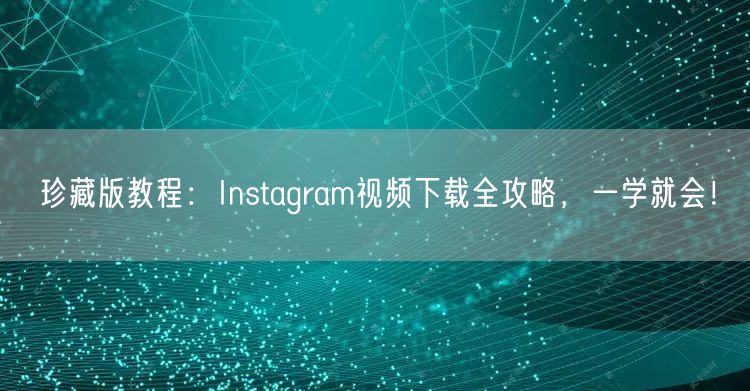 珍藏版教程：Instagram视频下载全攻略，一学就会！