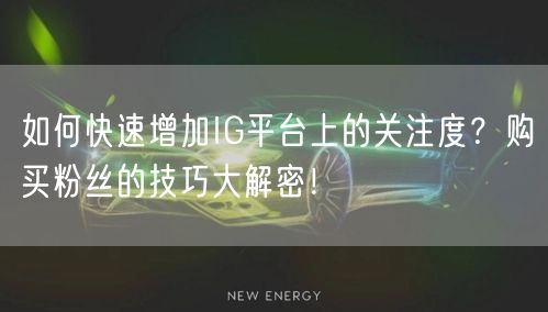 如何快速增加IG平台上的关注度？购买粉丝的技巧大解密！