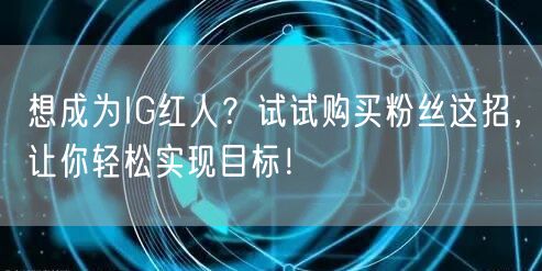 想成为IG红人？试试购买粉丝这招，让你轻松实现目标！