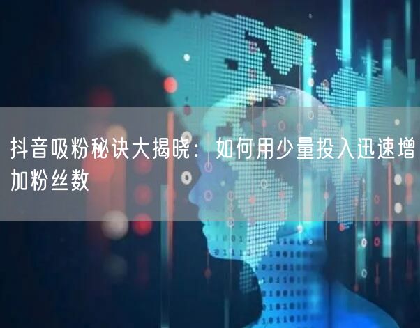抖音吸粉秘诀大揭晓：如何用少量投入迅速增