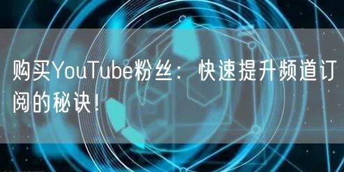 购买YouTube粉丝:快速提升频道订阅