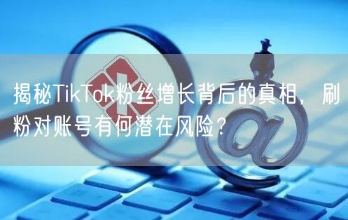 揭秘TikTok粉丝增长背后的真相,刷粉对账号有何潜在风险?