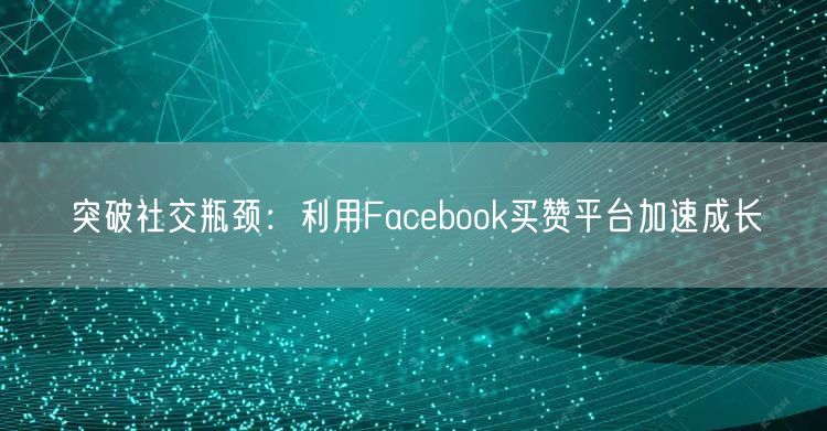突破社交瓶颈：利用Facebook买赞平台加速成长