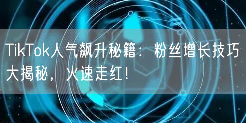 TikTok人气飙升秘籍：粉丝增长技巧大揭秘，火速走红！