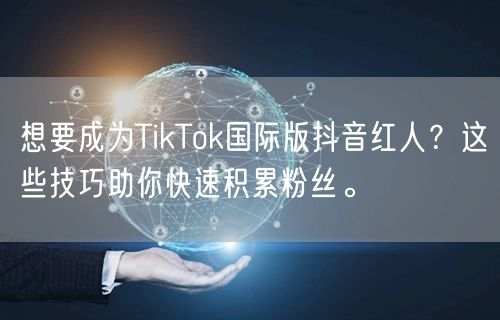 想要成为TikTok国际版抖音红人？这些技巧助你快速积累粉丝。