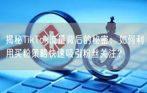 揭秘TikTok流量背后的秘密：如何利用买粉策略快速吸引粉丝关注？