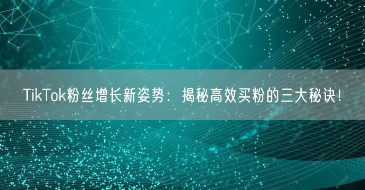 TikTok粉丝增长新姿势：揭秘高效买粉的三大秘诀！