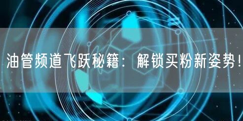 油管频道飞跃秘籍：解锁买粉新姿势！