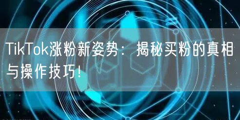 TikTok涨粉新姿势：揭秘买粉的真相与操作技巧！