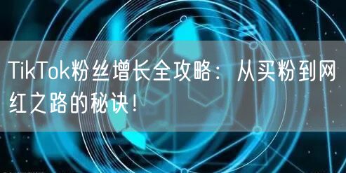 TikTok粉丝增长全攻略：从买粉到网红之路的秘诀！
