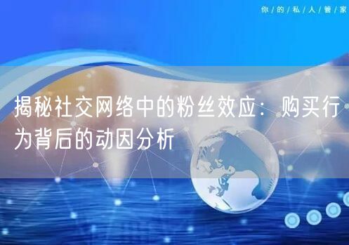 揭秘社交网络中的粉丝效应：购买行为背后的动因分析