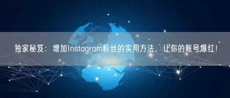 独家秘笈：增加Instagram粉丝的实用方法，让你的账号爆红！