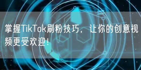 掌握TikTok刷粉技巧，让你的创意视频更受欢迎！