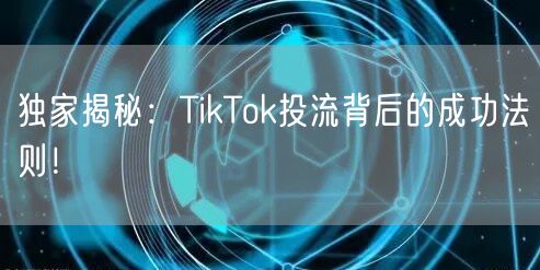 独家揭秘：TikTok投流背后的成功法则